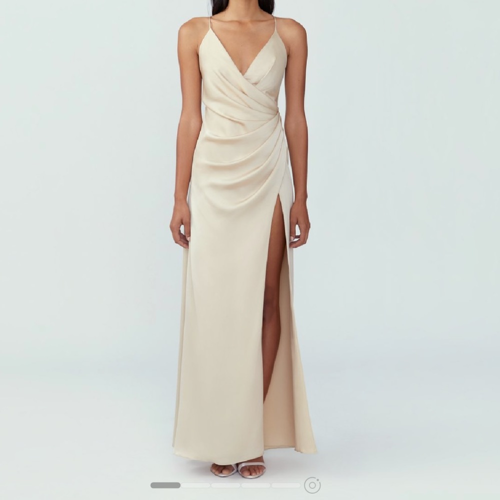 Fame and Partners Zarita Dress - Matte Satin Champagne Size 6